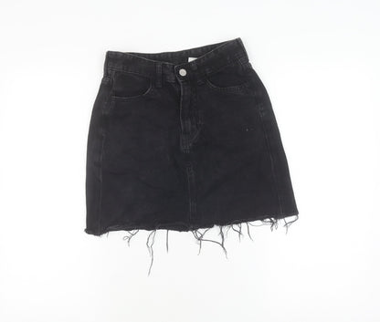H&M Womens Black Denim Mini Skirt Size 6