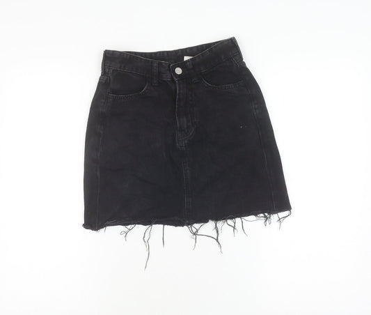 H&M Womens Black Denim Mini Skirt Size 6