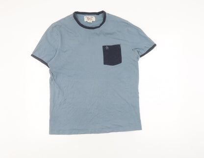 Original Penguin Men’s Blue Cotton Crew Neck T-Shirt - L