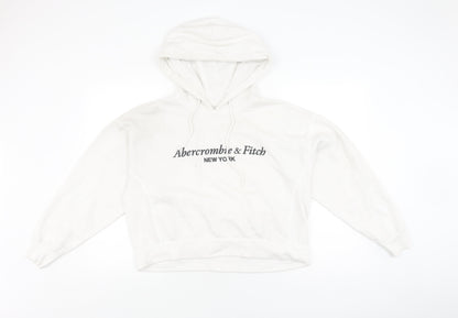 Abercrombie & Fitch Women White Hoodie L Pullover