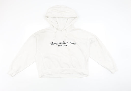 Abercrombie & Fitch Women White Hoodie L Pullover