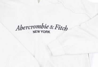 Abercrombie & Fitch Women White Hoodie L Pullover