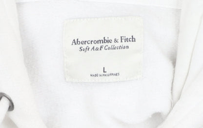 Abercrombie & Fitch Women White Hoodie L Pullover