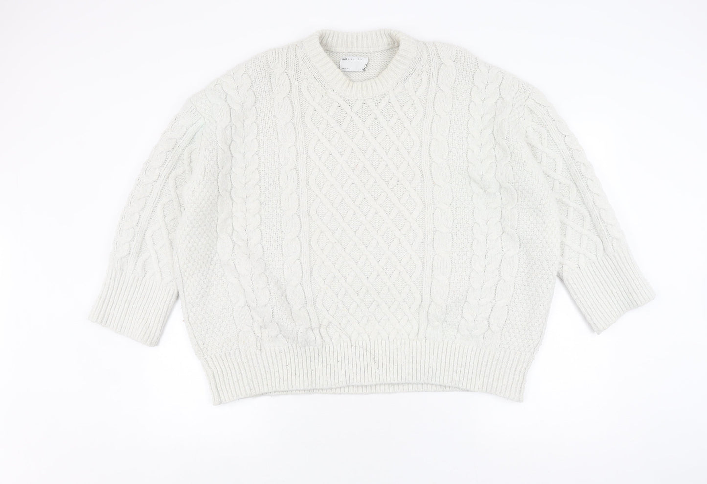 ASOS DESIGN Women's White Cable-Knit Pullover Jumper