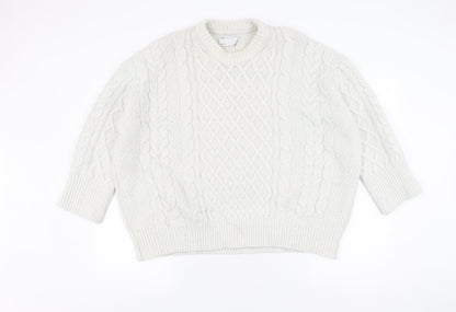 ASOS DESIGN Women's White Cable-Knit Pullover Jumper