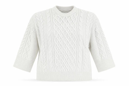 Front view of ASOS DESIGN Women's White Cable-Knit jumper