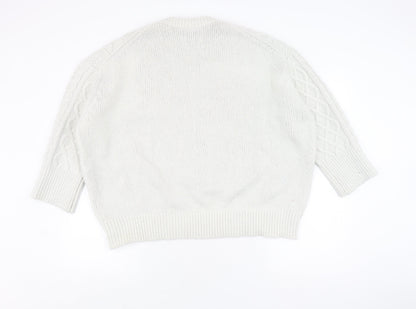 ASOS DESIGN Women's White Cable-Knit Pullover Jumper