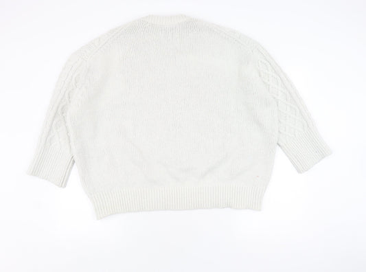 ASOS DESIGN Women's White Cable-Knit Pullover Jumper