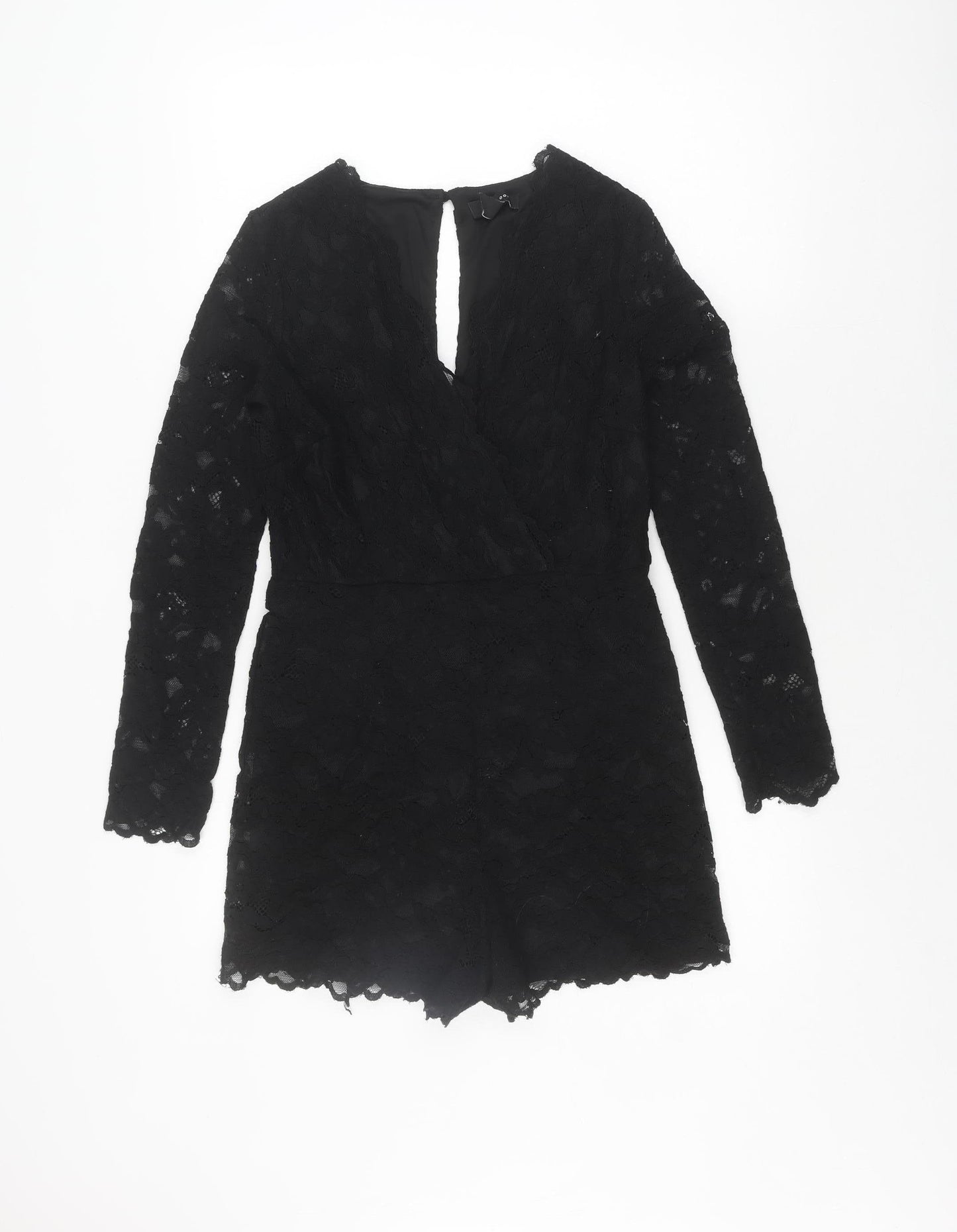 New Look Women's Black Lace Bodysuit, Size 12, Party Style