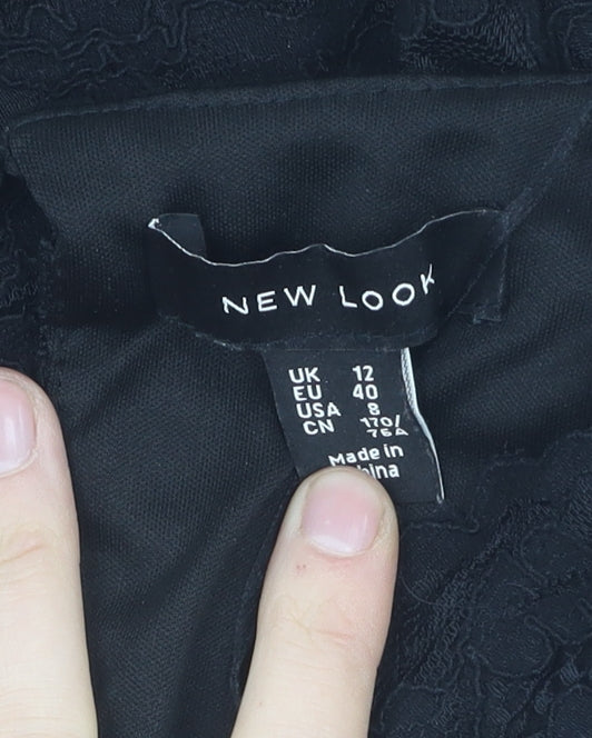 New Look Women's Black Lace Bodysuit, Size 12, Party Style