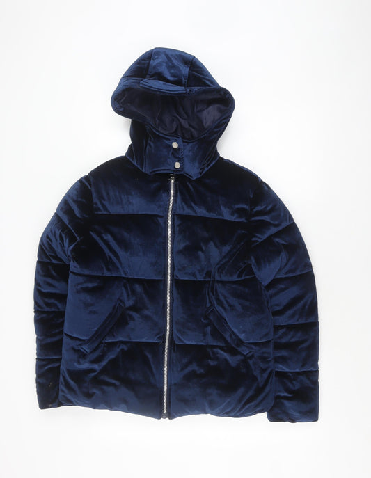 Quiz Women's Blue Puffer Jacket - Size 12
