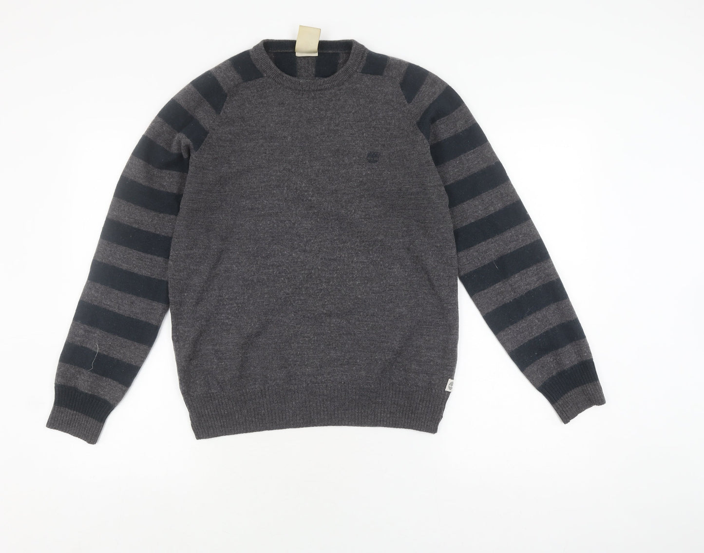 Timberland Men's Grey Slim Fit Striped Pullover Jumper L