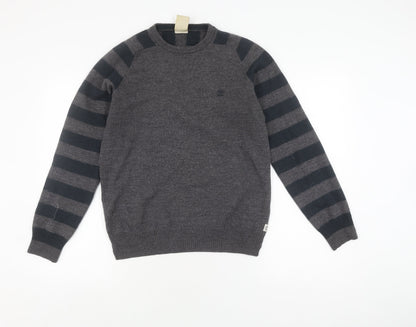Timberland Men's Grey Slim Fit Striped Pullover Jumper L