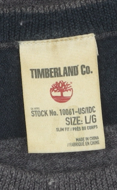 Timberland Men's Grey Slim Fit Striped Pullover Jumper L