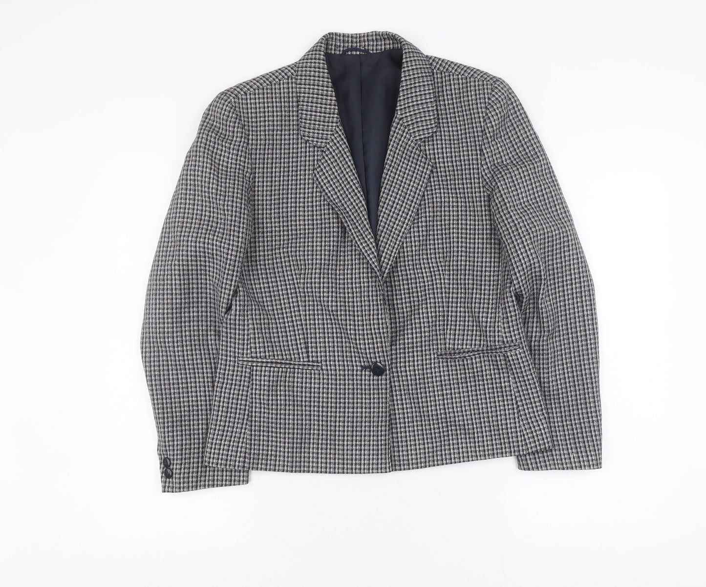 St Michael Women's Black Check Suit Jacket - Size 12