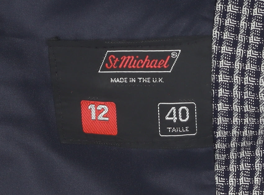 St Michael Women's Black Check Suit Jacket - Size 12