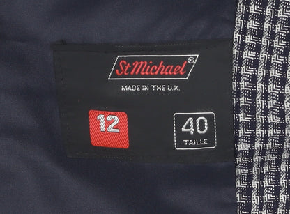 St Michael Women's Black Check Suit Jacket - Size 12