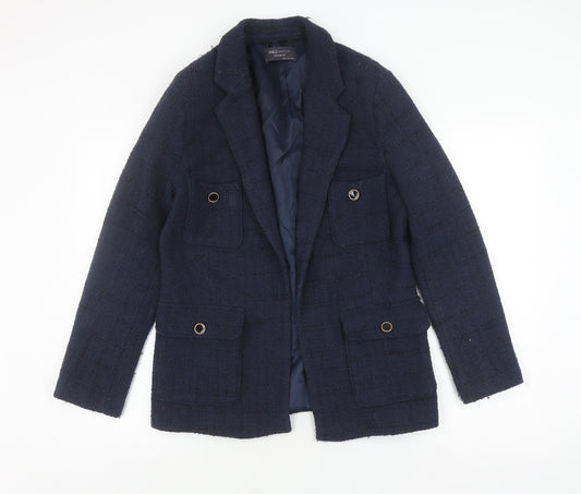 Marks and Spencer Women's Blue Boucle Blazer, Size 10