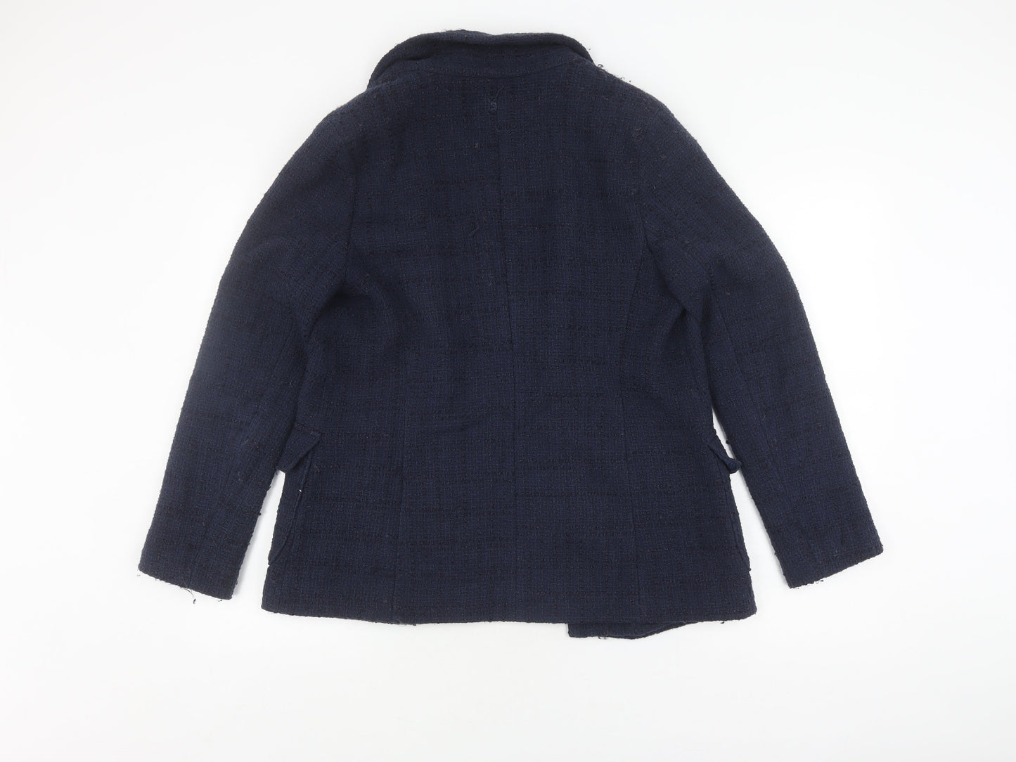 Marks and Spencer Women's Blue Boucle Blazer, Size 10