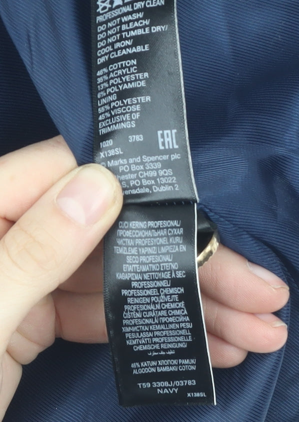 Marks and Spencer Women's Blue Boucle Blazer, Size 10