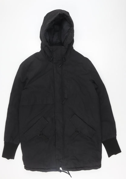 Mens UK Size L Pull & Bear Black Anorak Coat
