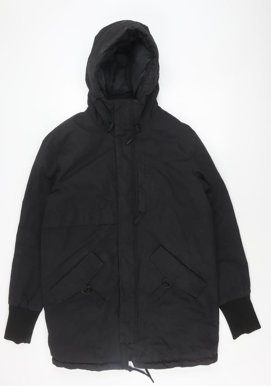Mens UK Size L Pull & Bear Black Anorak Coat