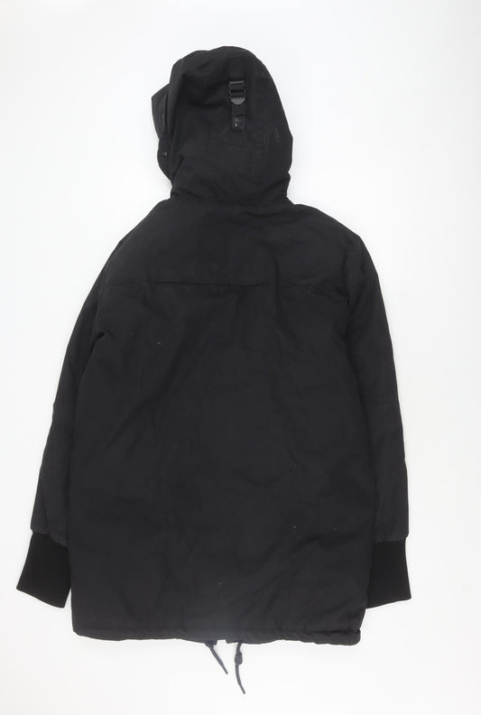 Mens UK Size L Pull & Bear Black Anorak Coat