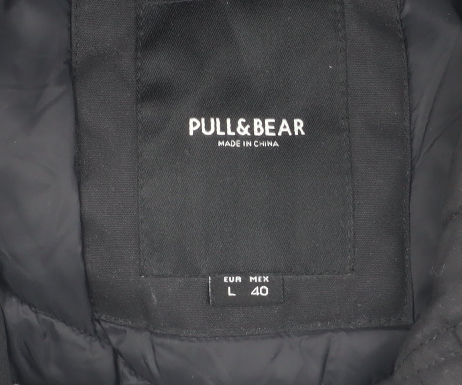 Mens UK Size L Pull & Bear Black Anorak Coat