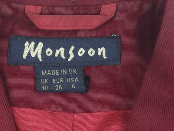 Monsoon Women's Red Blazer Size 10 Viscose Cupro Jacket