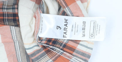 Farah Men's Beige Check 2XL Slim Button-Up Shirt