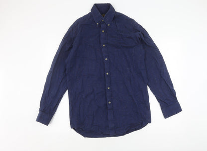 Viyella Men's Blue Cotton Button-Up Shirt, Size 15