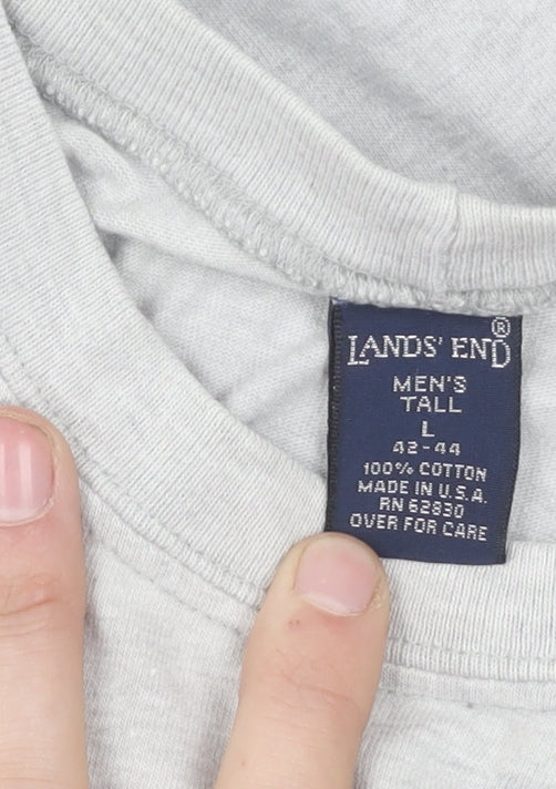 Lands' End Grey Crew Neck T-Shirt, Men's Large, Big & Tall