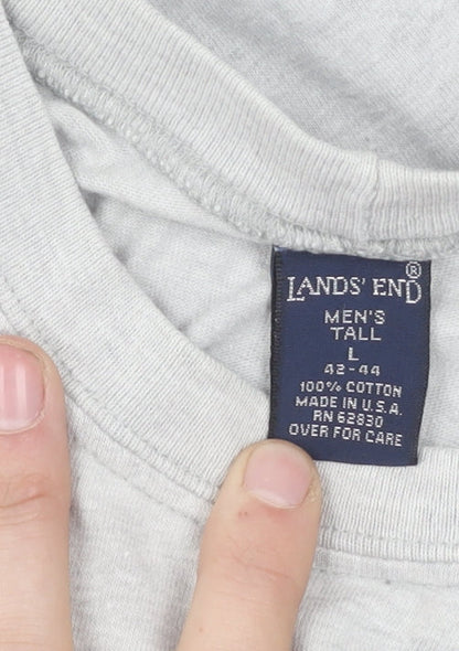 Lands' End Grey Crew Neck T-Shirt, Men's Large, Big & Tall