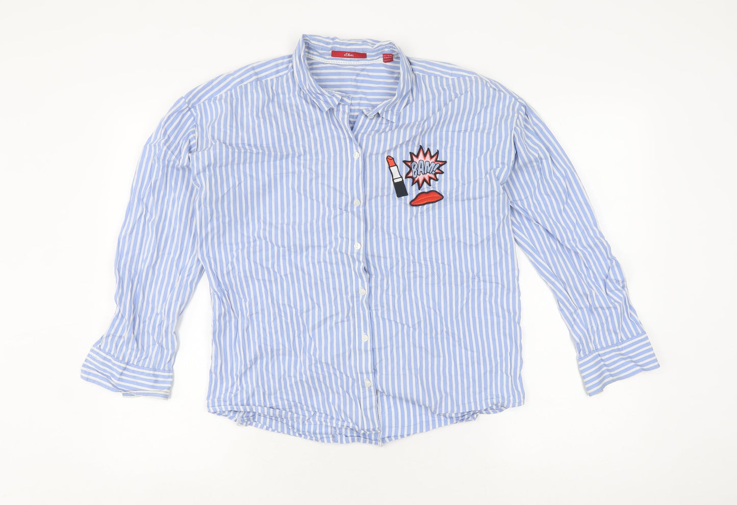 Womens UK Size 10 s.Oliver Blue Basic Button-Up