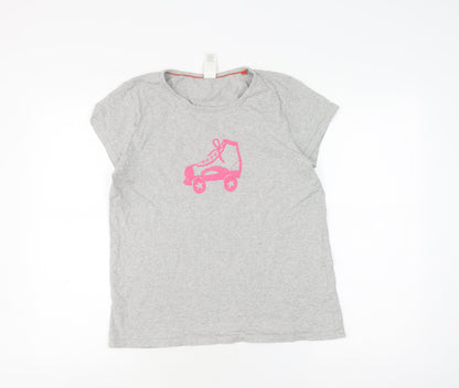Boden Girls Grey T-Shirt, Size 16 Years, Short Sleeve, Logo Accent