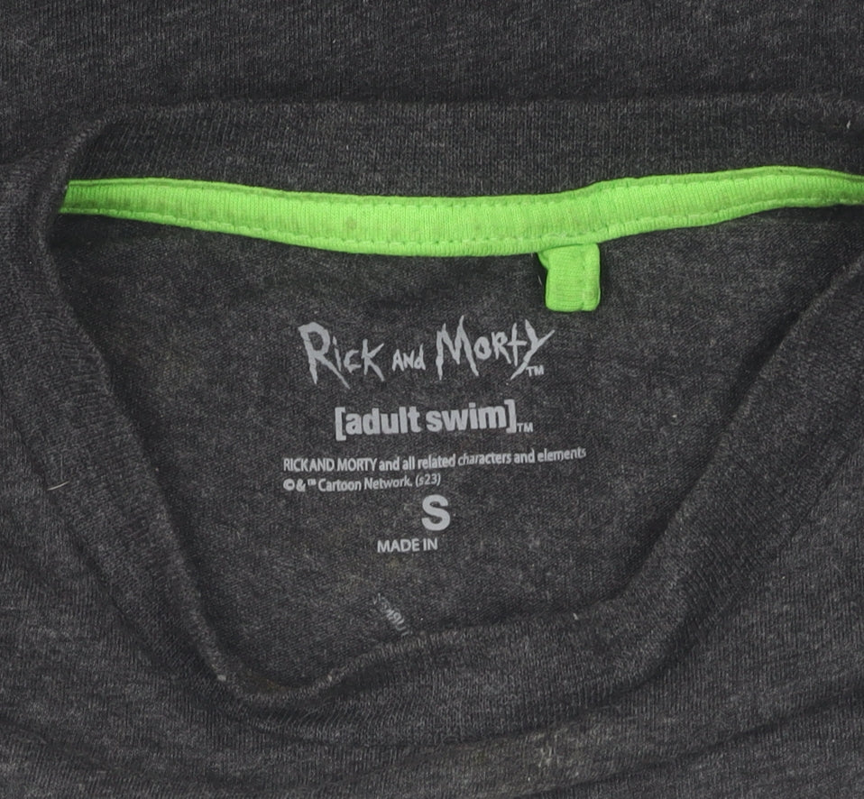 Rick and Morty Men's Black Graphic T-Shirt, Size S