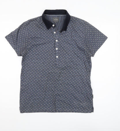 Peter Werth Men's Blue Graphic Print Polo, Size S