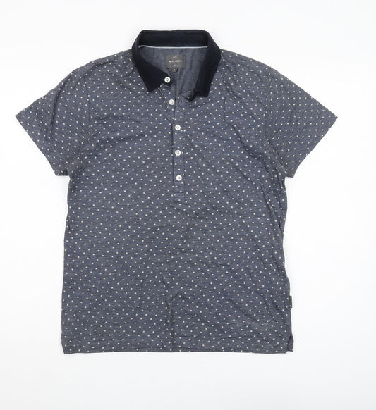 Peter Werth Men's Blue Graphic Print Polo, Size S