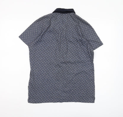 Peter Werth Men's Blue Graphic Print Polo, Size S