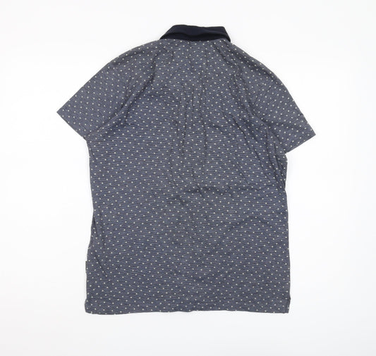 Peter Werth Men's Blue Graphic Print Polo, Size S