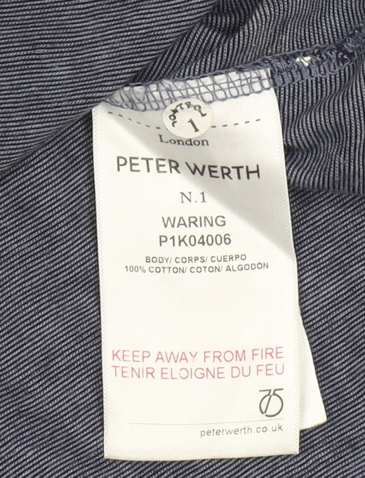 Peter Werth Men's Blue Graphic Print Polo, Size S