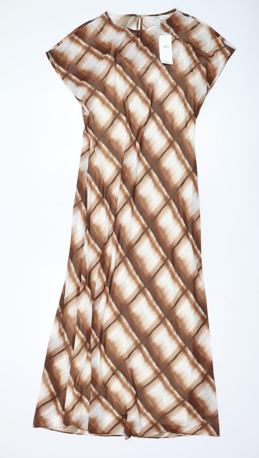 Marks and Spencer Women's Brown Shift Dress, Size 12