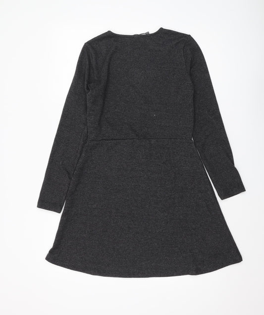 Vero Moda Women's Grey A-Line Dress, Size S, Long Sleeves