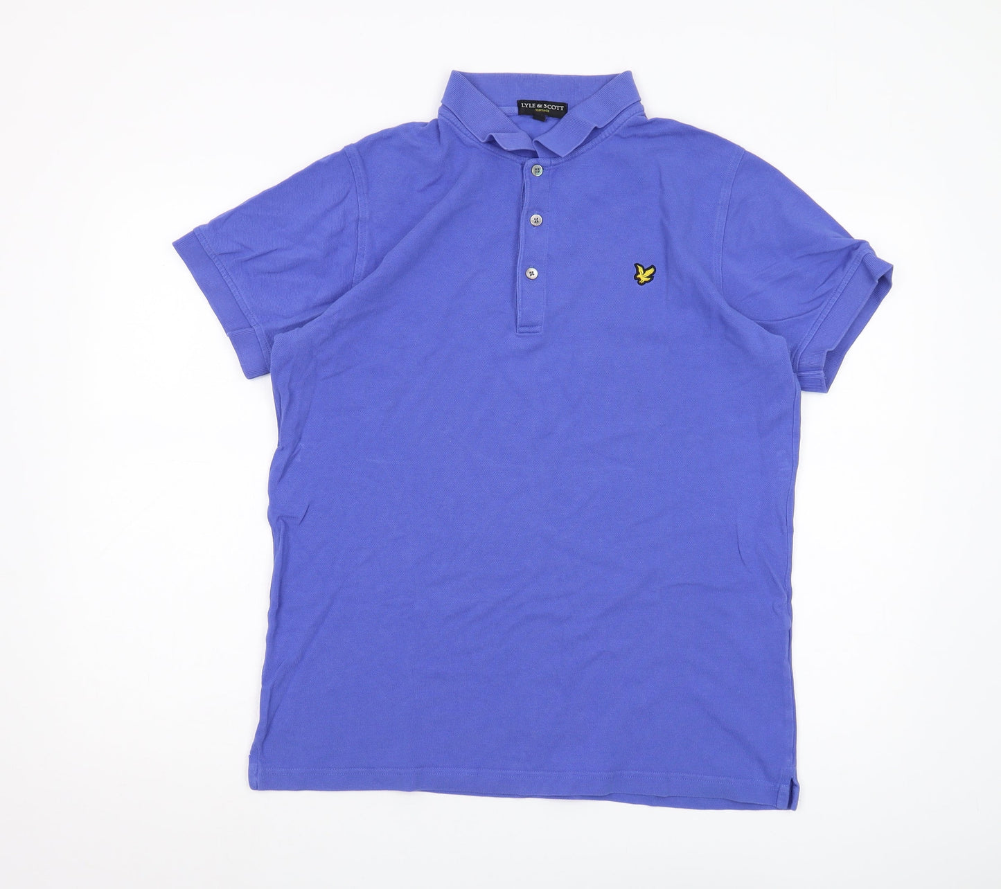 Lyle & Scott Men's Blue Polo Shirt, Size L, Logo Accent