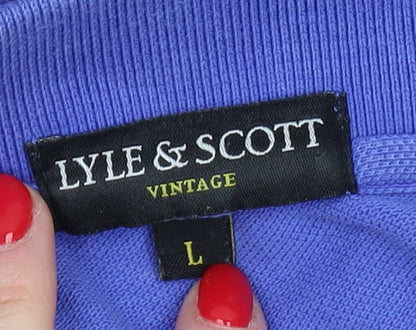 Lyle & Scott Men's Blue Polo Shirt, Size L, Logo Accent