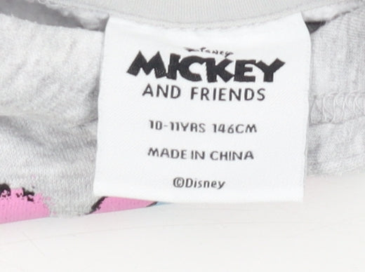 Disney Girls Grey Mickey Mouse Pullover Hoodie 10-11 Years
