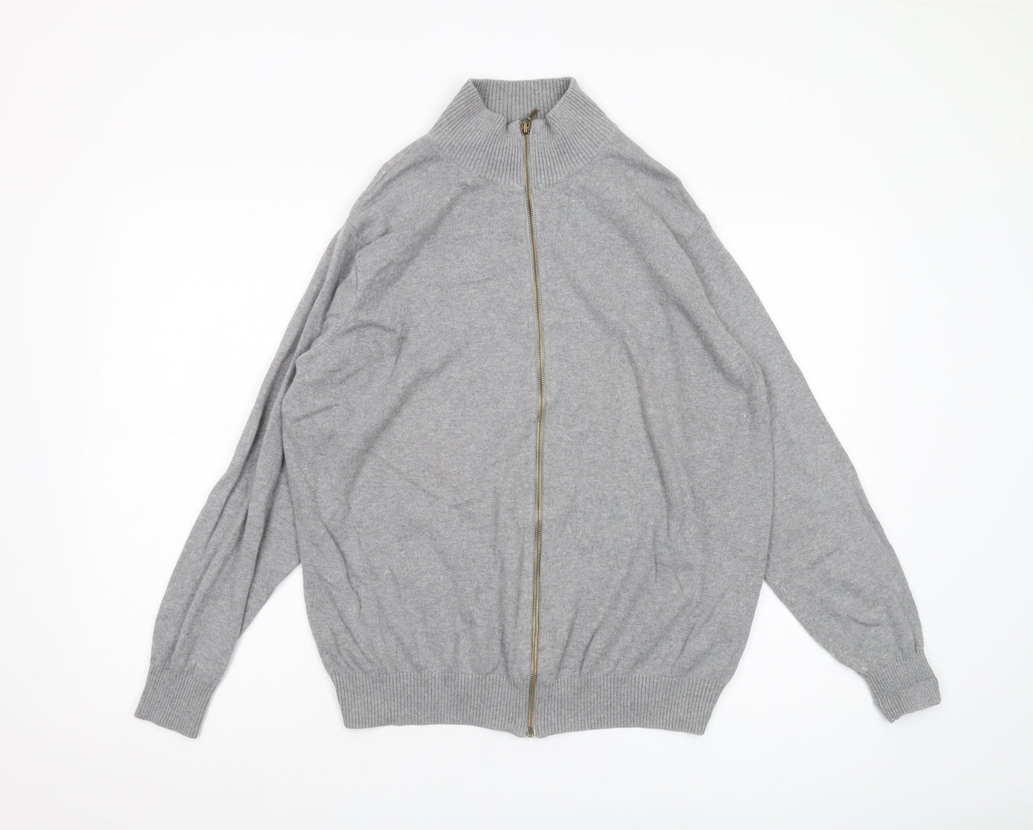 Woolovers Men's Grey Full Zip Jumper, M, Cotton Cashmere