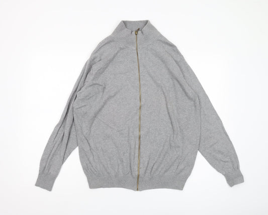 Woolovers Men's Grey Full Zip Jumper, M, Cotton Cashmere