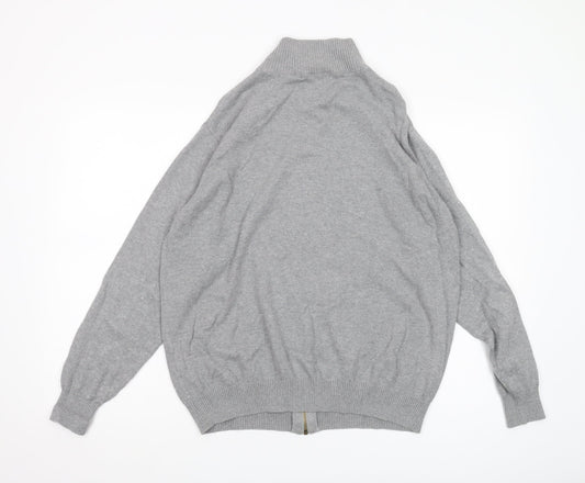 Woolovers Men's Grey Full Zip Jumper, M, Cotton Cashmere