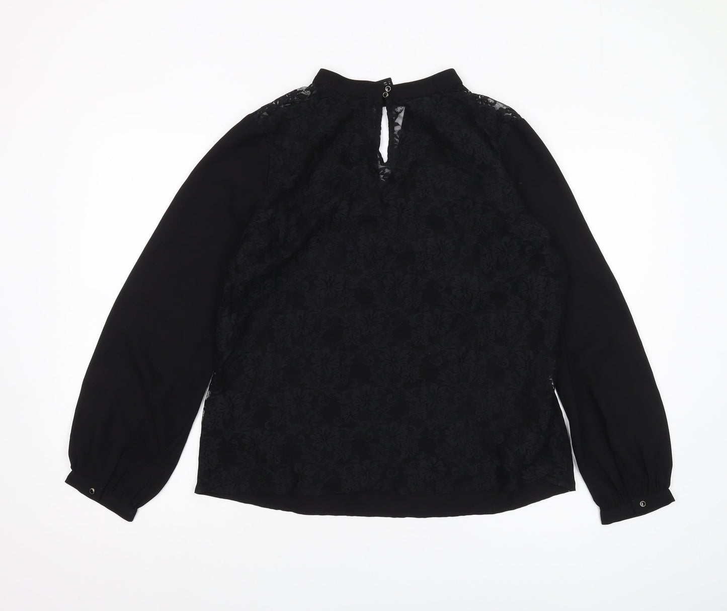 KAZO Women's Black High Neck Lace Blouse
